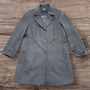 Donna Karan NY Wool Blend Car Coat Gray Button Front Jacket Women 18 XL NWT